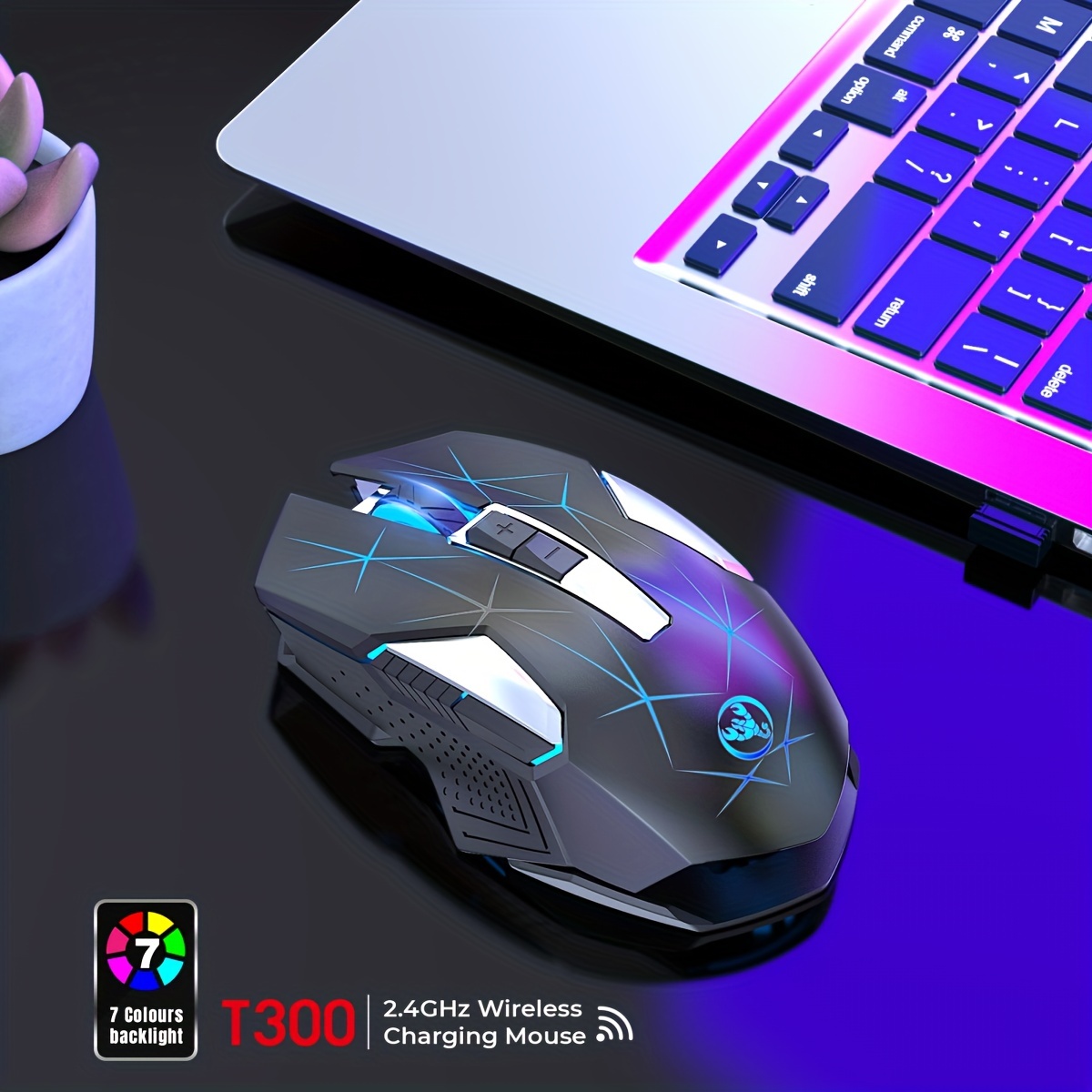 computer peripherals, hxsi new 2 4gg wireless mouse color backlight 2400dpi adjustable and rechargeable usb plug and play optical mouse suitable for home games office computer peripherals details 5