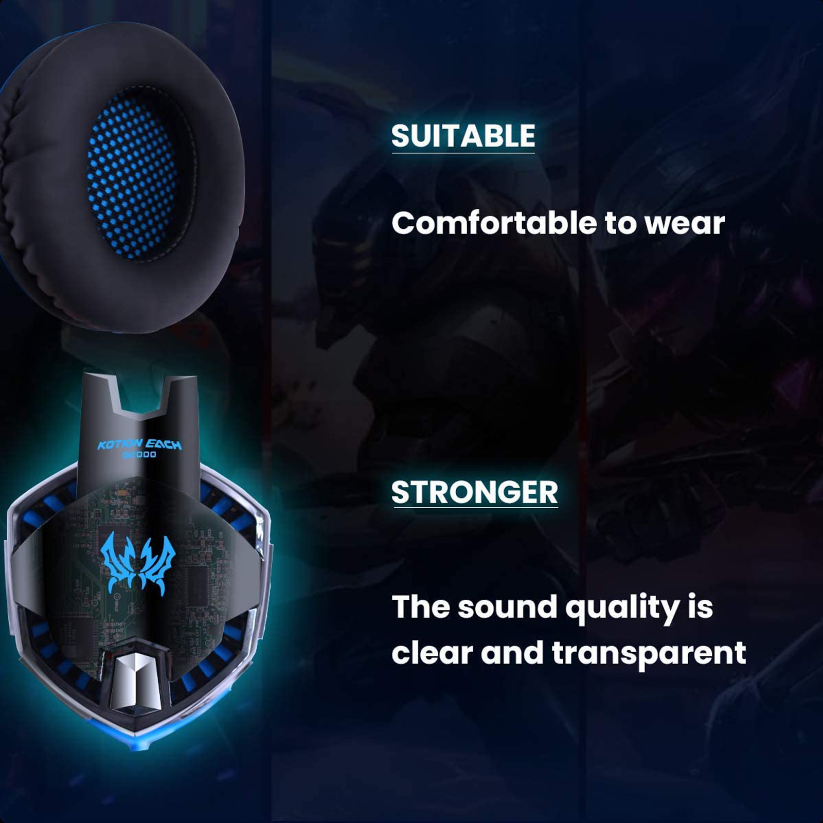 g2000 gaming headset experience immersive audio with noise cancelling mic led lights soft memory earmuffs details 8