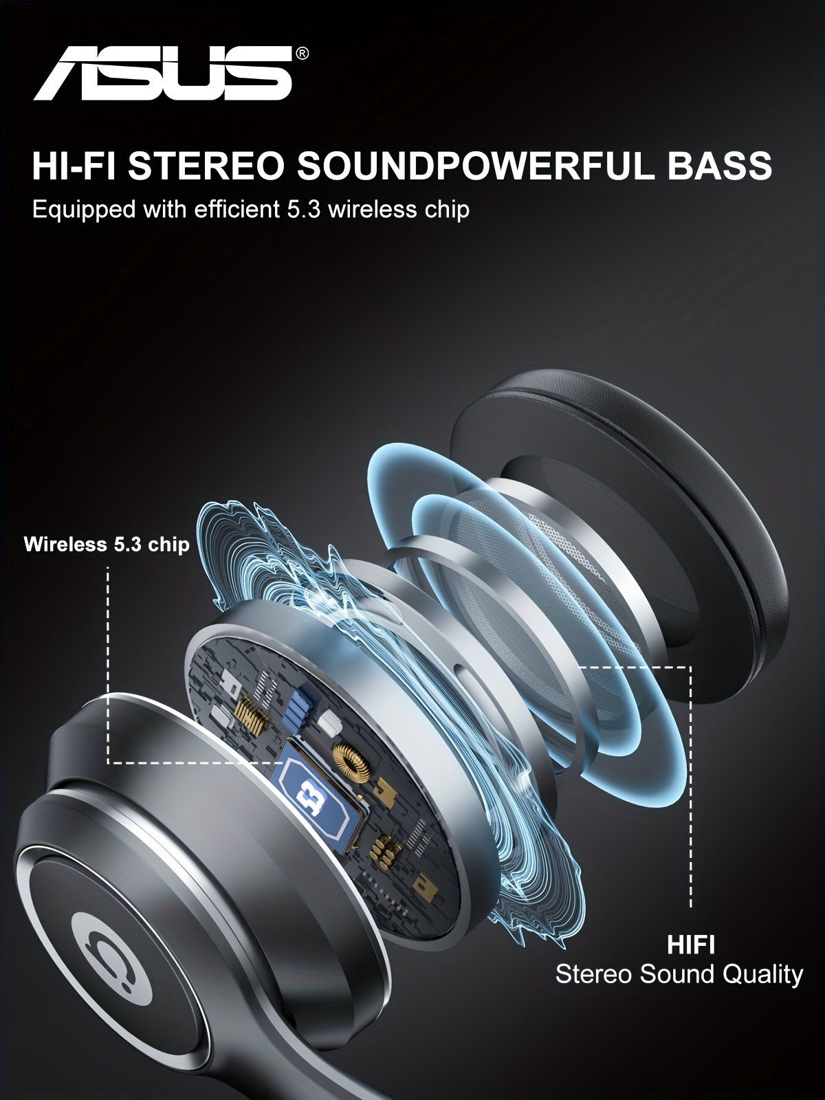 asus as d96 5 3 wireless earphone headphones with microphone lightweight folding active noise reduction anc hd call earphone details 4